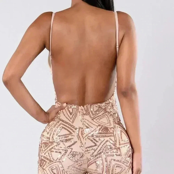 GLAMOUR GIRL BLACK NUDE SEQUIN JUMPSUIT - Picture 9 of 11